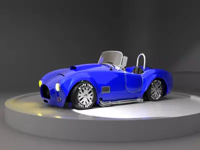 Shelby Cobra Full work with engine Low-poly 3D model