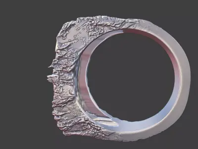 MADE TO FAIL Rough Stone Texture Band Ring Silver Jewelry 3D print model
