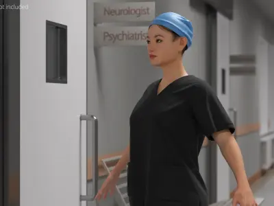 Female Medical Scrubs No Body Black 3D model