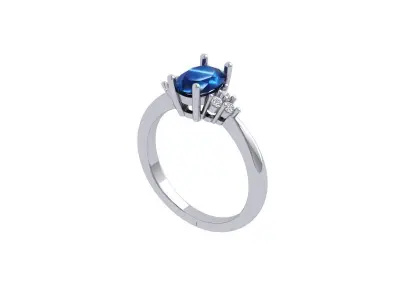 Oval Solitaire Ring 3D print model 22