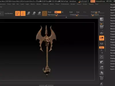 Medieval Skull Axe 3D model