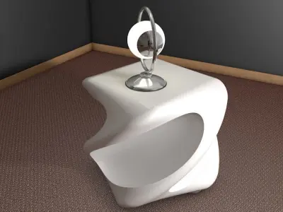Futuristic Table and Lamp Free 3D model