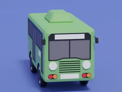 Cartoon Bus Low-poly 3D model