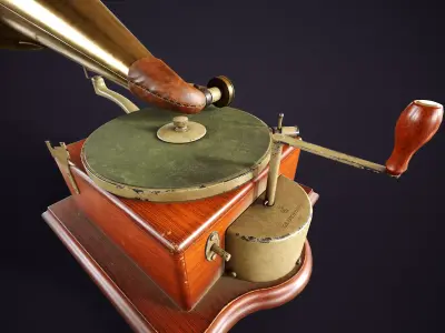 Vintage Gramophone 1890 Low-poly 3D model