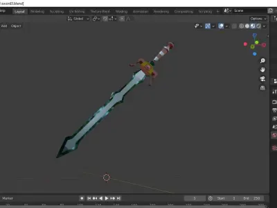 Fantasy Sword Low-poly 3D model 8