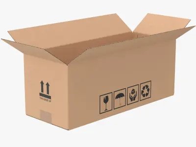 Cardboard Box 50x20x20 Half Open 3D model