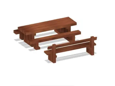 Model Railway Sleeper Picnic Table and Bench 3D print model