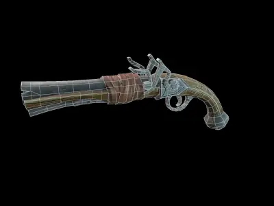 Stylized pirate pistol Free low-poly 3D model