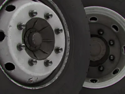 Truck wheels with LODs Low-poly 3D model