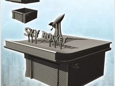 Industrial warehouse with Sky rocket roof sign 17 - Modern WW2 W 3D print model