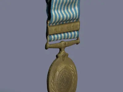 My grandfathers UN medal from forgotten    Korean War 3D model