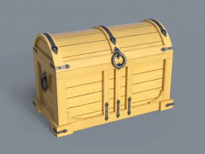 Old treasure  chest pine and brown Low-poly 3D model
