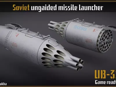 UB-32A launcher unguided missile rockets  gameready models Low-poly 3D model