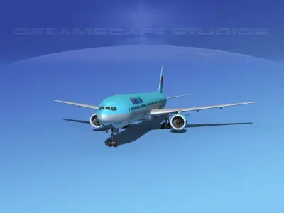 Boeing 777-300 Korean Airlines 3D model