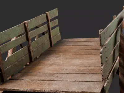 Old Rustic Wooden Cart 3D model