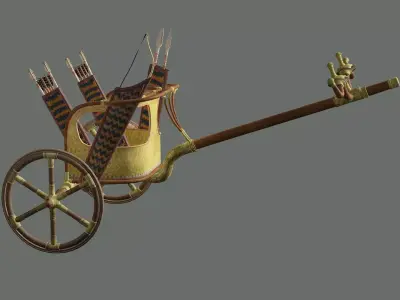 Chariot wooden cart Low Poly 3D Model Low-poly 3D model