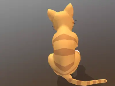 Tiger Yellow Cat Sitting Idle Cycle 3D model