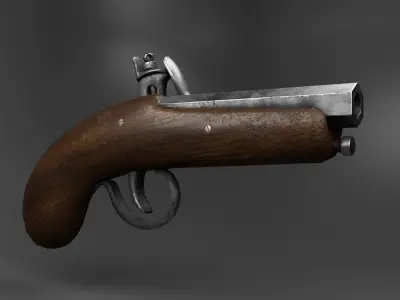 Old Flintlock Gun Low-poly 3D model