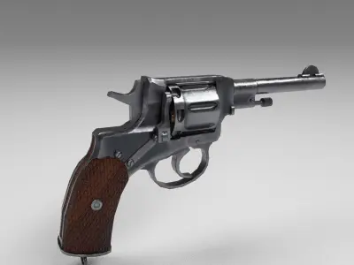 Nagant M1895 Revolver Low-poly 3D model Low-poly 3D model