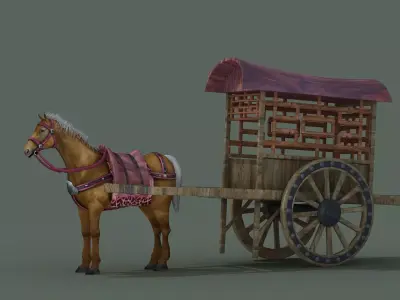 carriage Barouche based work file Horse Buggy covered  3D model
