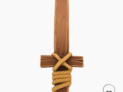 Stylized Wooden Sword Low-poly 3D model