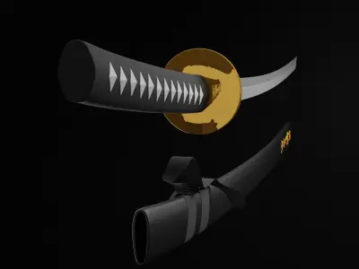 Realistic Samurai Katana Sword - High-Quality 3D Model Low-poly 3D model