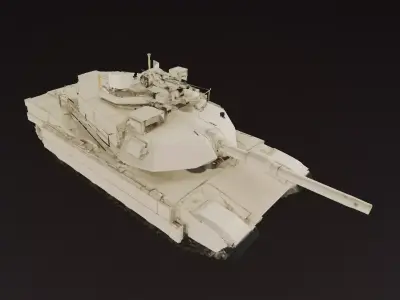Desert White Battle Tank 3D Model Low-poly 3D model