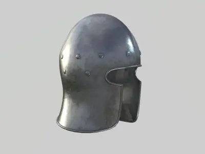 Medieval Barbute Helmet Low-poly 3D model