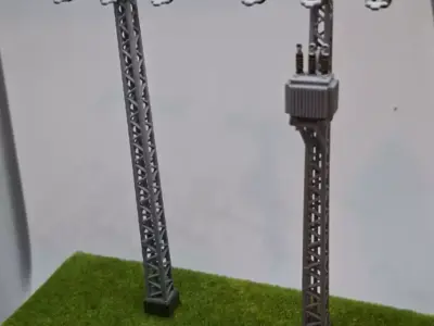 Openwork electric poles set 15kV 1-160 resin 3D print model
