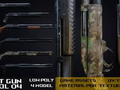 Gun -4 shut gun 3D mode -vol 04  Low-poly 3D model