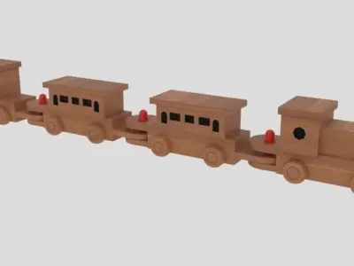 Wooden Toy Train Low-poly 3D model purchase