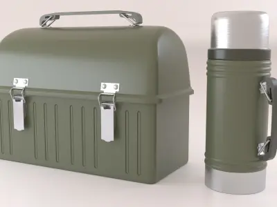 Metal Lunch Box with Thermos 3D model