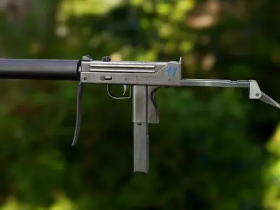 Game-ready MAC-11 gun for gta san andreas Low-poly 3D model