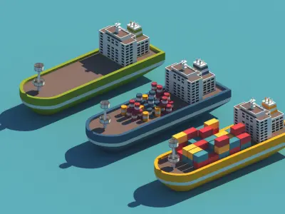 Cartoon Low Poly Port Package Low-poly 3D model