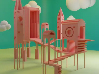 Temple 2 - The Wind Temple  Low-poly 3D model
