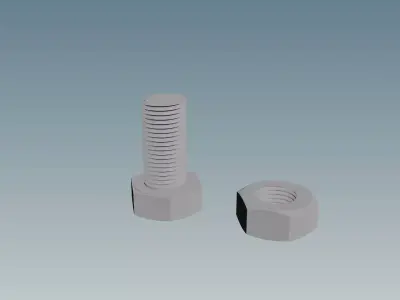 Screw with Nut M10X1-0 Free 3D model