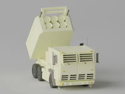 Military MLRS Vehicles Low-poly 3D model