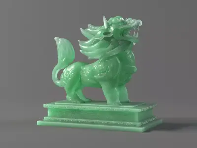 carved model jade seal Panlong Dragons 3D model purchase