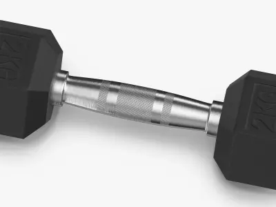 Rubber Dumbbell 2kg 3D model