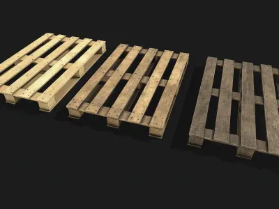 Wooden Pallet Low-poly 3D model 16