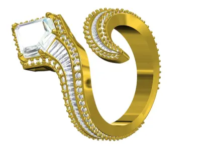 Antique Diamond Snake Ring 3D print model