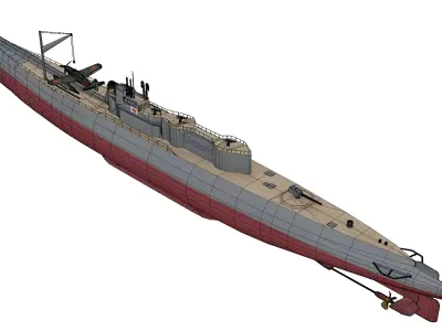 I-400 Class Submarine Low-poly 3D model