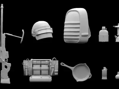 PUBG set object  Low-poly 3D model
