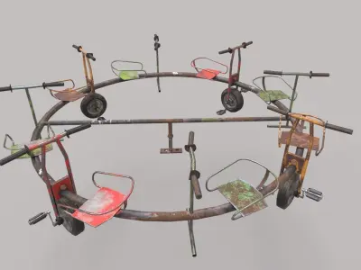 Old Bicycle Merry-Go-Round 3D model