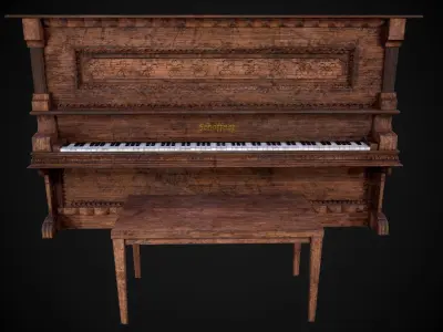 Game Ready Piano  Low-poly 3D model