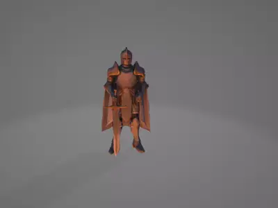 Medieval Knight Standing Guard Low-poly 3D model