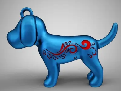 Patterned Flower Dog Necklace 3D print model