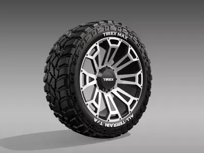 All Terrain Tire and Rim 3D model
