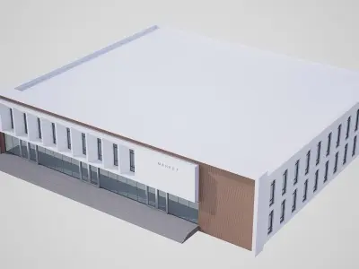 market building Low-poly 3D model purchase