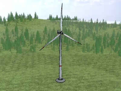 Wind-turbine with foundation V1 H-138 RD 162 m Low-poly 3D model